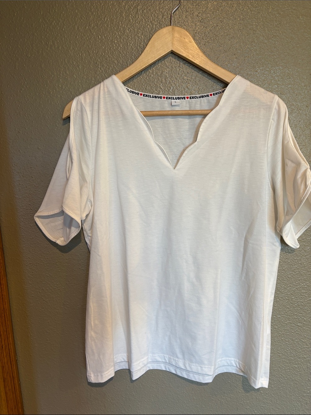 Women’s White Short-Sleeve V-Notch Tee